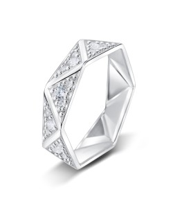 Triangular Shape with CZ Stone Silver Ring NSR-4032